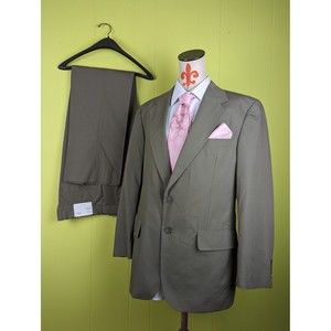NWT $150 Gatwick Mens 2Pcs Suit Set 40R Blazer, 34xUNF Pants Cotton/Poly Taupe